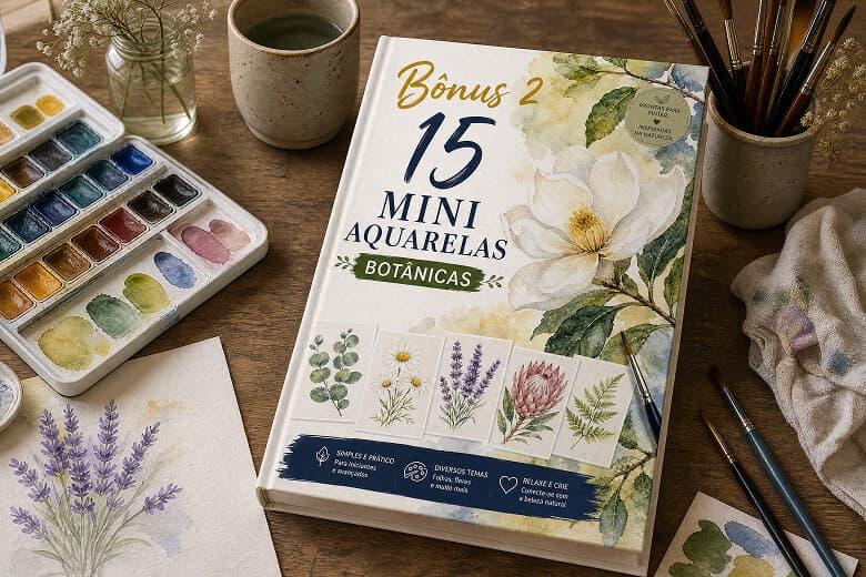 15 Mini Aquarelas Botânicas