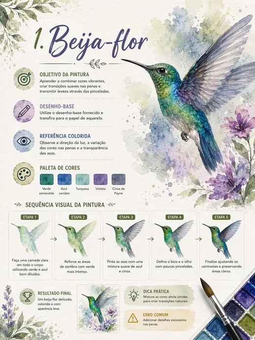Beija-flor em aquarela