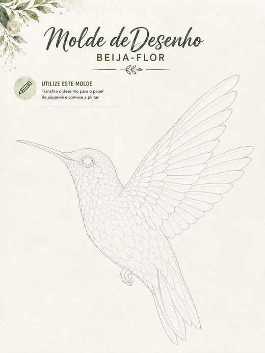 Beija-flor em aquarela — referência colorida