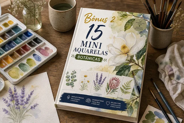 15 Mini Aquarelas Botânicas