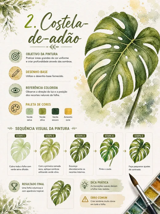 Costela de adão em aquarela