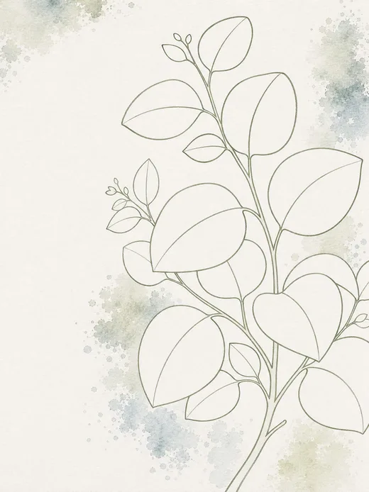 Eucalipto em aquarela — referência colorida
