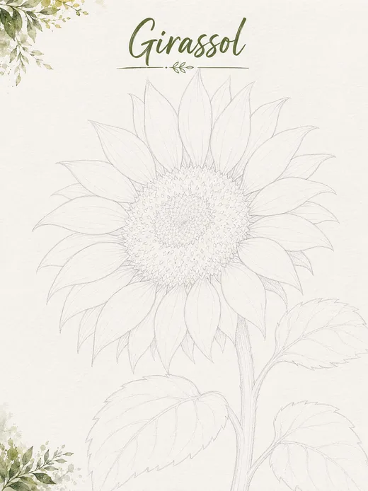 Girassol em aquarela — referência colorida