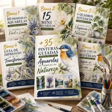 Mockup principal do pacote Aquarelas da Natureza